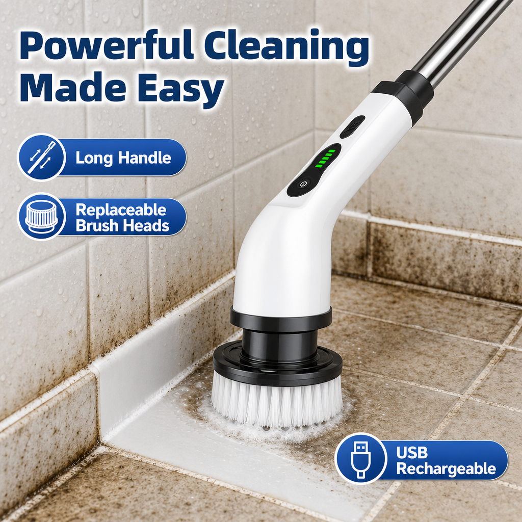 TurboScrub Pro Rechargeable Electric Spin Scrubber – Cordless Turbo Cleaning Brush