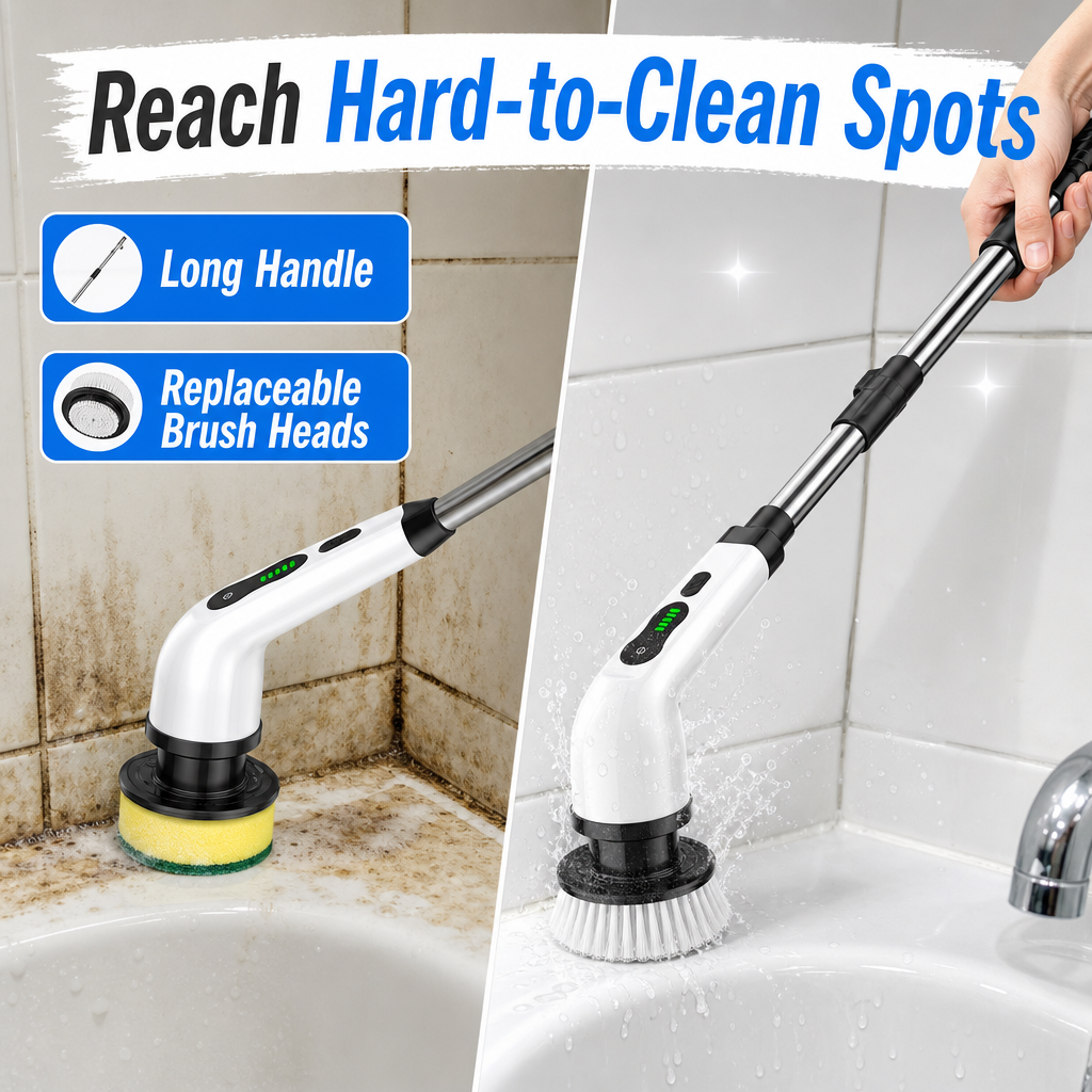 TurboScrub Pro Rechargeable Electric Spin Scrubber – Cordless Turbo Cleaning Brush