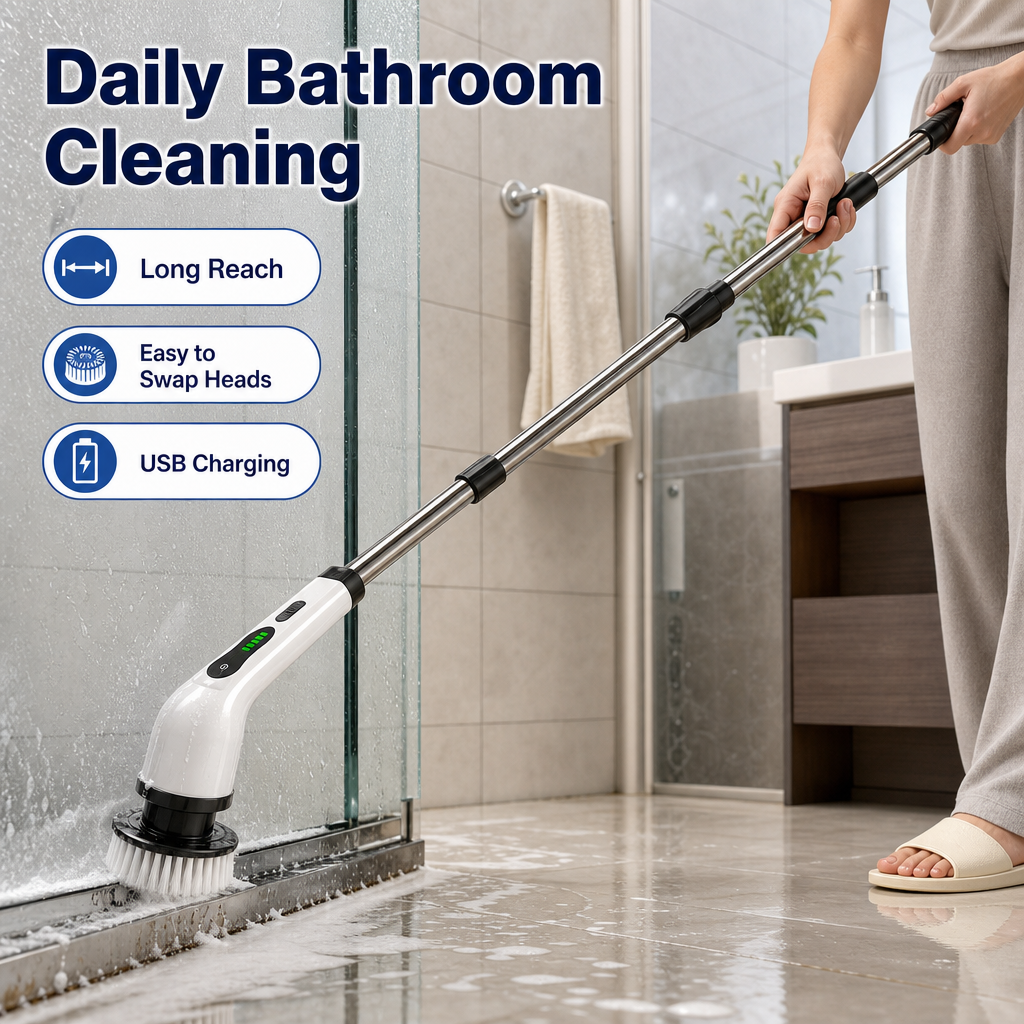 TurboScrub Pro Rechargeable Electric Spin Scrubber – Cordless Turbo Cleaning Brush