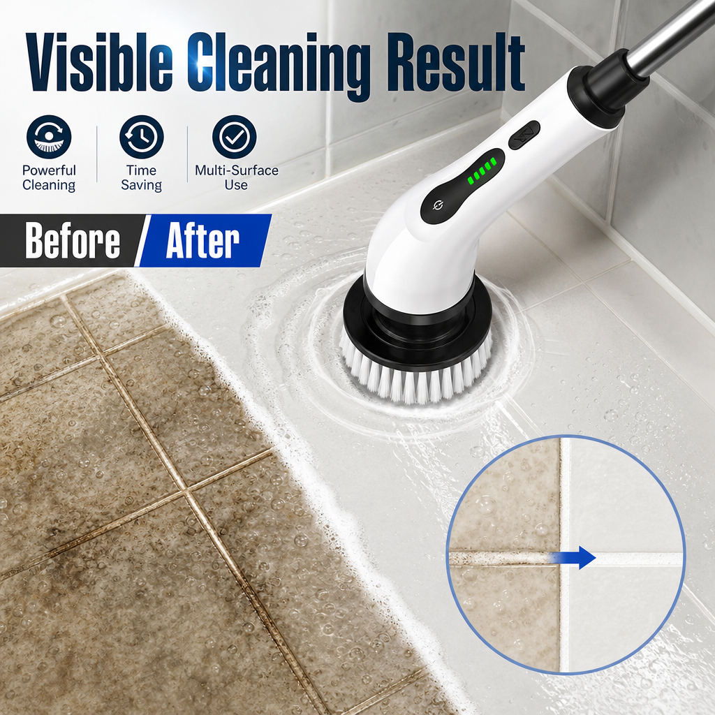 TurboScrub Pro Rechargeable Electric Spin Scrubber – Cordless Turbo Cleaning Brush