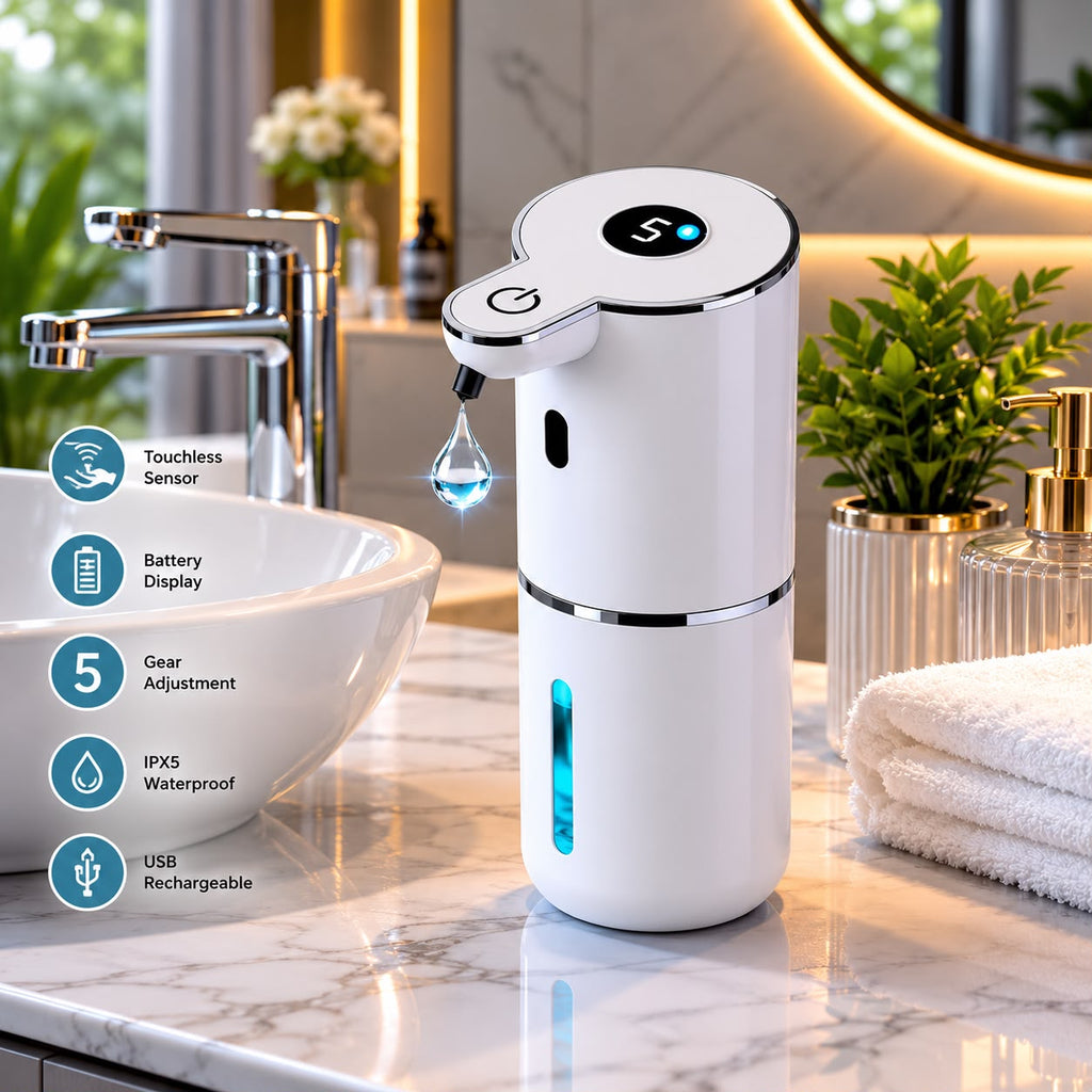 HygenPro Touchless Foaming Soap Dispenser – 380ml USB Rechargeable, 4-Level Adjustable